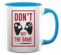 Don't Quit The Game Broken Controller Graphic Ceramic Tea Coffee Mug Light Blue