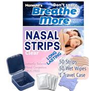 Don't Snore, Breathe More, 50 Nasal Strips, 50 Wipes & Case, Nose Strips, Nasal Strips for Snoring, Nose Strips for Breathing, Anti Snoring Devices, Snore Strips, Snore Stopper, Nose Strips for Sleep
