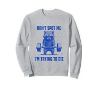 Don't Spot Me I'm Trying to Die Funny Racoon Workout Gym Sweatshirt