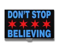 Don't Stop Believing Chicago Flag Business Card Holder Slim Purse