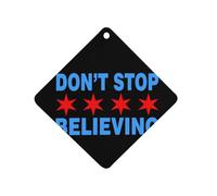 Don't Stop Believing Chicago Flag Car Aromatherapy Tablets Air Freshener Hanging Scented Cards for Rooms Bathrooms Wardrobe Rhombus
