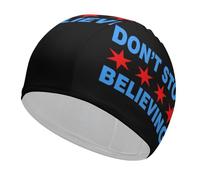 Don't Stop Believing Chicago Flag Classic Swim Cap High Elasticity Soft Bathing Caps Lightweight Swimming Hat for Men Women