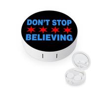Don't Stop Believing Chicago Flag Contact Lens Case for Daily Travel