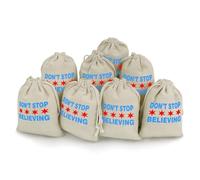 Don't Stop Believing Chicago Flag Drawstring Goody Bag 8 Pcs Reusable Gift Bags Cotton And Hemp Bunches Pocket for Halloween Christmas Parties