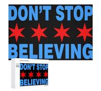Don't Stop Believing Chicago Flag Funny Wooden Picture Puzzle Wood Jigsaw Creative Gift for Adults And Family Game