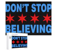 Don't Stop Believing Chicago Flag Funny Wooden Picture Puzzle Wood Jigsaw Creative Gift for Adults And Family Game
