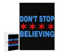Don't Stop Believing Chicago Flag Funny Wooden Picture Vertical Version Puzzle Wood Jigsaw Creative Gift for Adults And Family Game