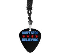 Don't Stop Believing Chicago Flag Guitar Picks Necklace Bass Pick Pendant Vintage R&B Steel Music Jewelry for Music Lovers