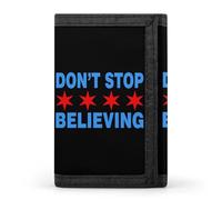 Don't Stop Believing Chicago Flag Men's Trifold Casual Credit Card Holder Wallet with Id Window Minimalist Coin Purse