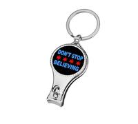 Don't Stop Believing Chicago Flag Nail Clipper Portable Metal Fingernail and Toenail Clippers Cutters with Bottle Opener Keychain