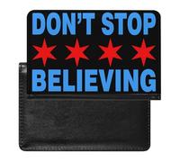 Don't Stop Believing Chicago Flag Passport Holder Cover Slim Wallet with ID Card Slot Case Protector for Women Men