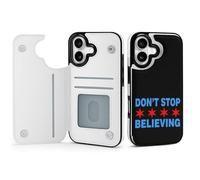 Don't Stop Believing Chicago Flag Phone Case Compatible with iPhone 17/17 Air/17 Pro/17 Pro Max Flip Protective Cover with Card Holder