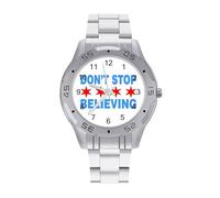Don't Stop Believing Chicago Flag Vintage Wrist Watches Men's Classic Business Watch Casual Stainless Steel Band for Boyfriend Father