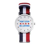 Don't Stop Believing Chicago Flag Wrist Watches with Scale for Men Women Casual Braided Strap Easy Reader for Work Workout