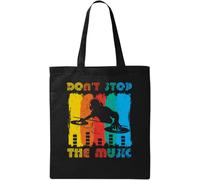 Don't Stop The Music DJ Logo Natural Ecological Cotton Tote Bag Black