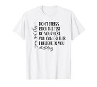 Don't Stress Rock The Test Student Exam Motivation Value Graphic T-Shirt, Men, White, XL