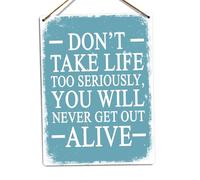 Don't Take Life Too Seriously Quote - Metal Wall Sign Plaque (Large - Twine)