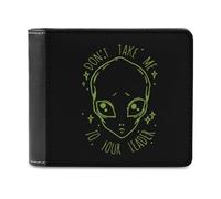Don't Take Me to Your Leader Men's Bifold Wallet Slim Cash Card Holder Leather Purse