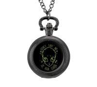 Don't Take Me to Your Leader Vintage Pocket Watch Alloy Pendant Watches Necklace Gift for Men Women Black-Style