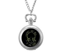 Don't Take Me to Your Leader Vintage Pocket Watch Alloy Pendant Watches Necklace Gift for Men Women Silver-Style