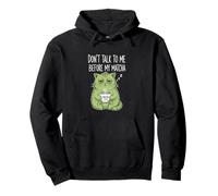 Dont Talk To Me Before My Matcha Funny Lazy Cat Humor Pullover Hoodie