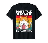 Don't Talk to Me I'm Counting Funny Knitting Cat Value Graphic T-Shirt, Men, Black, L