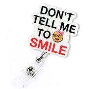 Don't Tell Me to Smile Retractable Badge Reel, Funny Badge Reel for Nurse Nursing Student RN ER CNA LPN CMA Doctor Healthcare & Medical Worker, Cute Nurses W ifts, Office Badge ID Holder for Work