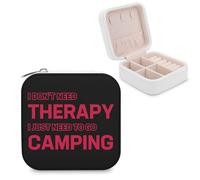 Don't Therapy I Just Need Camping Travel Jewelry Box PU Leather Jewelry Organizer for Earrings Necklaces