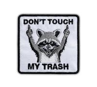 Don't Touch My Trash Embroidered Patch Funny Sarcasm Raccoon Embroidery Patches Sarcastic Raccoon Meme Trash Panda Iron On Sew On Patches for Clothes Backpacks Jeans Gifts for Women Men 3x2.9 Inches