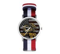 Don't Tread Me Flag Casual Nylon Braided Strap Watch Unisex Non-Scale Wristwatch Easy Read Analog Watches