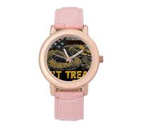 Don't Tread On Me Flag Women's Wrist Watches Leather Strap Watch Ladies Three-Hand Round Case Watches