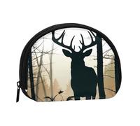 Dont tread on me Mini Coin Purse Pouch Change Holder, Shell Shape Zip Around Wallet,Credit Card Holder for Women, Deer Silhouette, One Size, Classic