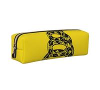 Dont Tread On Me Print Leather Pencil Case Pen Pouch Stationery Bag Organizer Storage for Student Office College Middle School Gold