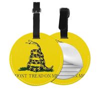 Dont Tread On Me Print Luggage Tag Round Leather Luggage Tag Easy Identification & Privacy Protection for Suitcases Easy to Identify Privacy Cover Id Label