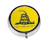 Dont Tread On Me Print Pill Box Purse Small Round Pill Case Decorative Box Metal Medicine Vitamin Pill Organizer for Pocket Or Purse