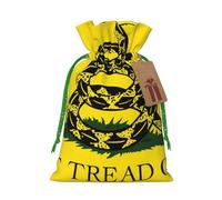 (dont tread on me) Printed Christmas S Size Gift Bags with Green Ribbon Drawstring Candy Bags for Kids Xmas Holiday Christmas Eve Presents