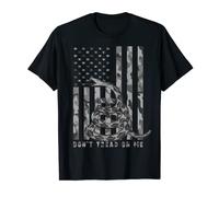 Don't Tread On Me White Camo American Flag Snake T-Shirt
