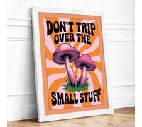Don't Trip Over The Small Stuff Retro Framed Wall Art Print A2 (59.4×42cm) White, Wall Decor for Living Room, Bedroom, Office & Home, Ready to Hang, Art Gift