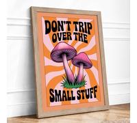 Don't Trip Over The Small Stuff Retro Framed Wall Art Print A4 (29.7×21cm) Oak, Wall Decor for Living Room, Bedroom, Office & Home, Ready to Hang, Art Gift