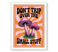 Don't Trip Over The Small Stuff Retro Framed Wall Art Print A4 (29.7×21cm) White, Wall Decor for Living Room, Bedroom, Office & Home, Ready to Hang, Art Gift