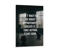 Dont Wait For The Right Opportunity Create It Take Action Start Now Gym Wall Art, Proactive Mindset Decor Canvas Print for Home Gym And Office Artistic Wall Mural Modern Hanging Decor Poster16x24inch(