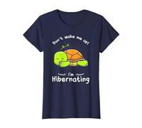 Dont Wake me up Im Hibernating Cute Sleeping Turtle T-Shirt, Women, Navy Blue, Large