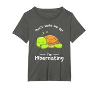Dont Wake me up Im Hibernating Cute Sleeping Turtle T-Shirt, Women's Plus, Asphalt Grey, 6X