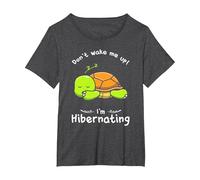Dont Wake me up Im Hibernating Cute Sleeping Turtle T-Shirt, Women's Plus, Dark Heather Grey, 3X