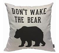 Don'T Wake The Bear Cushion Cover Throw Pillow Covers Portrait Cool Animal Funny Quote Black White Pillow Case for Men W 45cm X 45cm