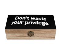 Don't Waste Your Privilege Wooden Memory Box with Hinged Classic Keepsake Wedding Card Jewelry Storage Boxes for Anniversary Birthday