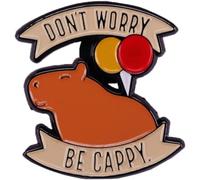 Don't Worry Be Cappy Capybara Enamel Pin Brooch Metal Badges Lapel Pins Brooches for Backpacks Jewelry Accessories