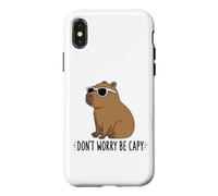 Don't Worry Be Capy Funny Capybara Sunglasses Positive Quote Case for iPhone X/XS