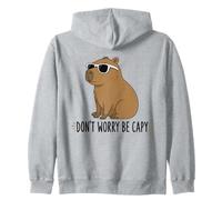 Don't Worry Be Capy Funny Capybara Sunglasses Positive Quote Zip Hoodie