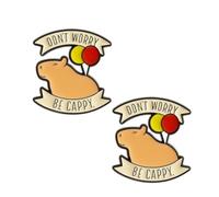 "DON'T WORRY BE HAPPY" Capybara Brooch for Women Cute Cartoon Unisex Enamel Brooches Lapel Pins Fashion Funny Animal Balloon Letter Brooch Badge Backpack Accessories Birthday Party Jewelry